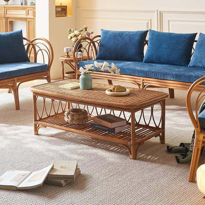 姹寂风复古手工藤编茶几家用客厅小户型中古长方形藤小茶桌带储物,3C数码配件,其它配件,淘宝优惠券,粉丝福利购,淘宝优惠卷