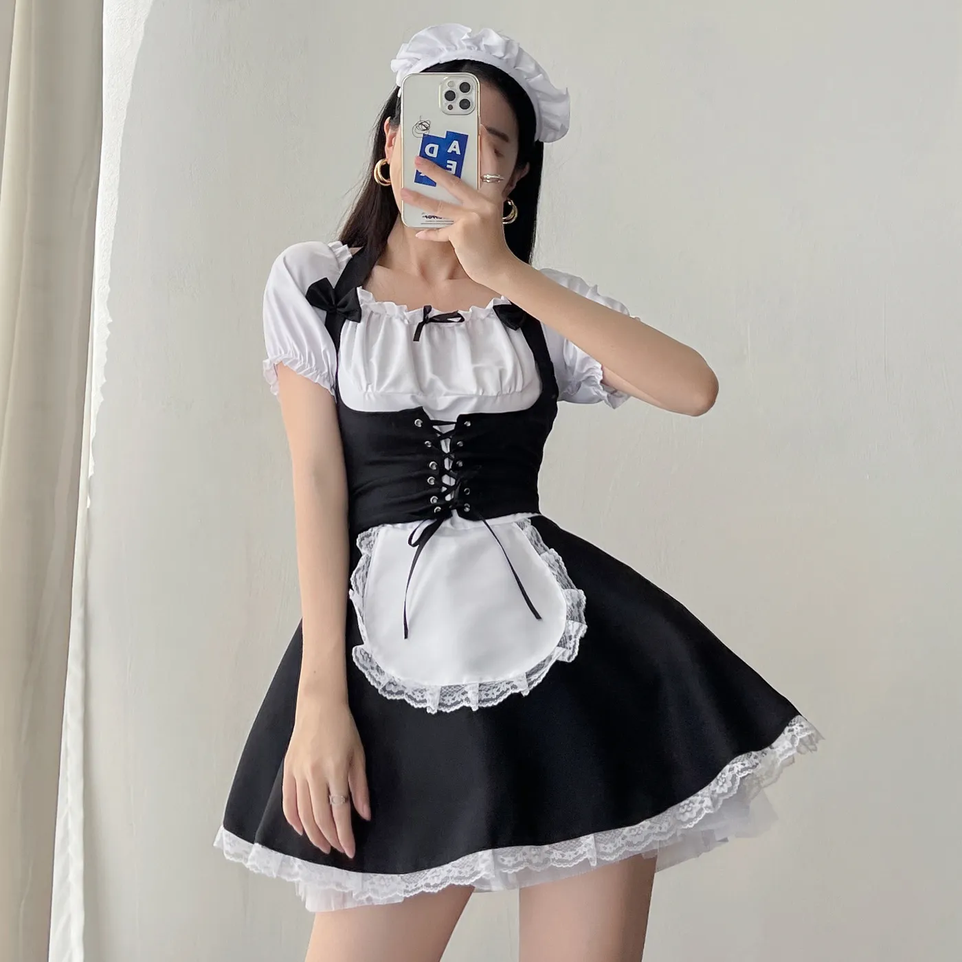 定货日本软妹低胸女仆装短袖女仆连衣裙cosplay二次元女佣装
