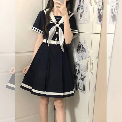 盛夏服连衣裙套装女原创JK制服夏显白基础经典学院风