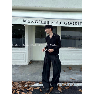 MeeLoo韩系V领混纺毛衣老钱风高级感修身针织衫男女休闲ins上衣潮