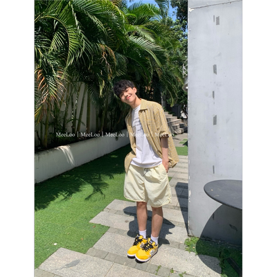 MeeLoo夏季尼龙速干短裤男宽松日系五分裤多巴胺凉感轻薄休闲中裤