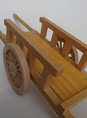 微缩农具木制仿近代架子车摆件怀旧仿真近代手拉平板车模型工艺品