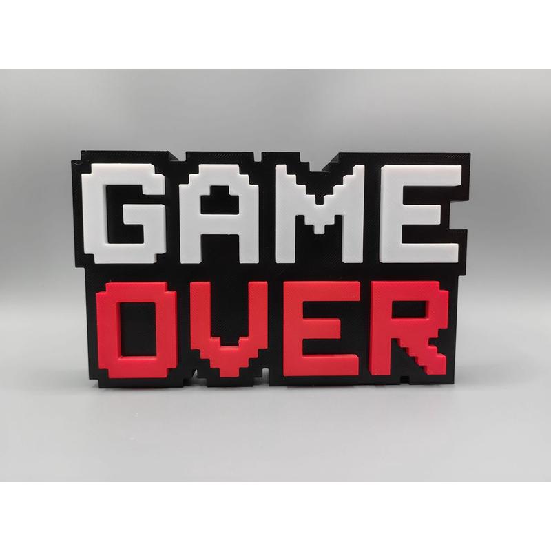 Game Over 游戏结束 电竞装饰桌搭 Logo 立体字体 立牌 铭牌 标志