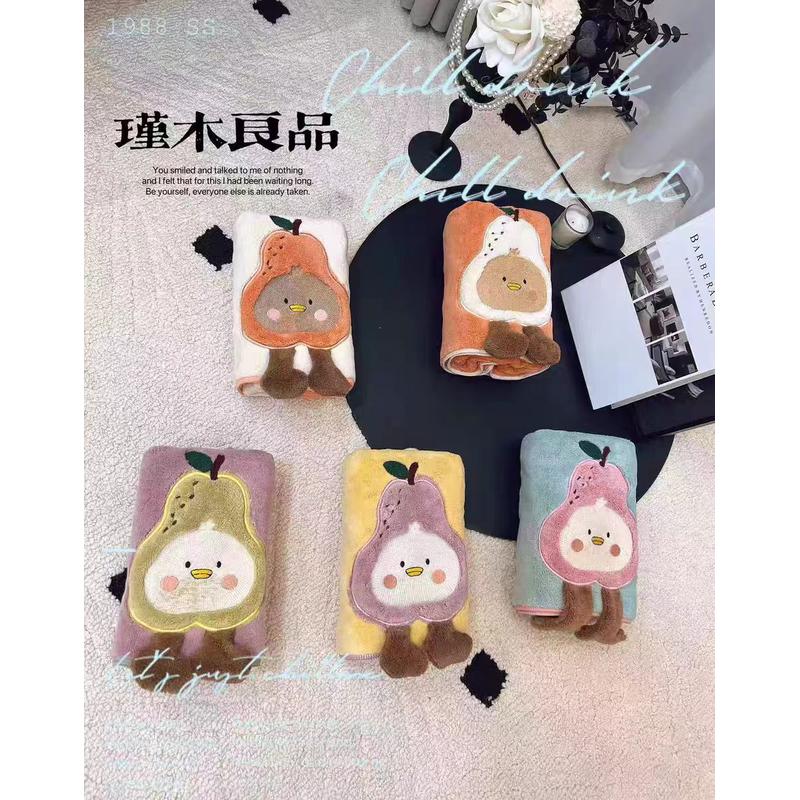 瑾木良品加大加厚没压梨女吸水速干擦头发毛巾浴巾干发帽三件套