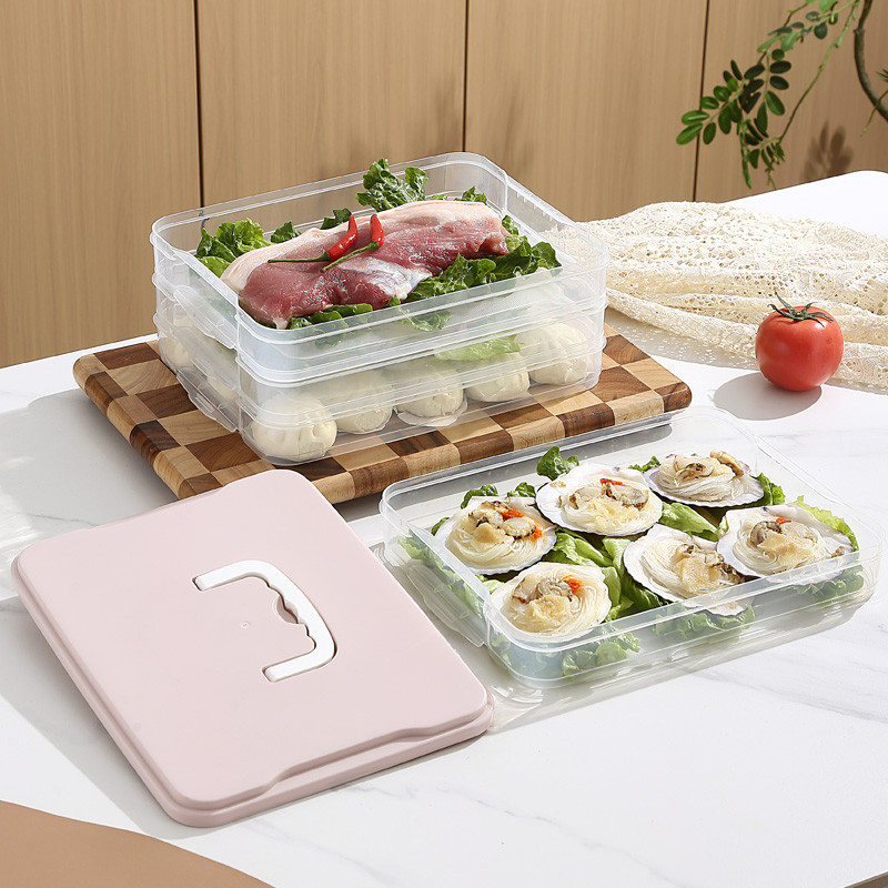 冰箱收纳盒水果蔬菜密封保鲜盒冷冻饺子盒速冻厨房储物盒