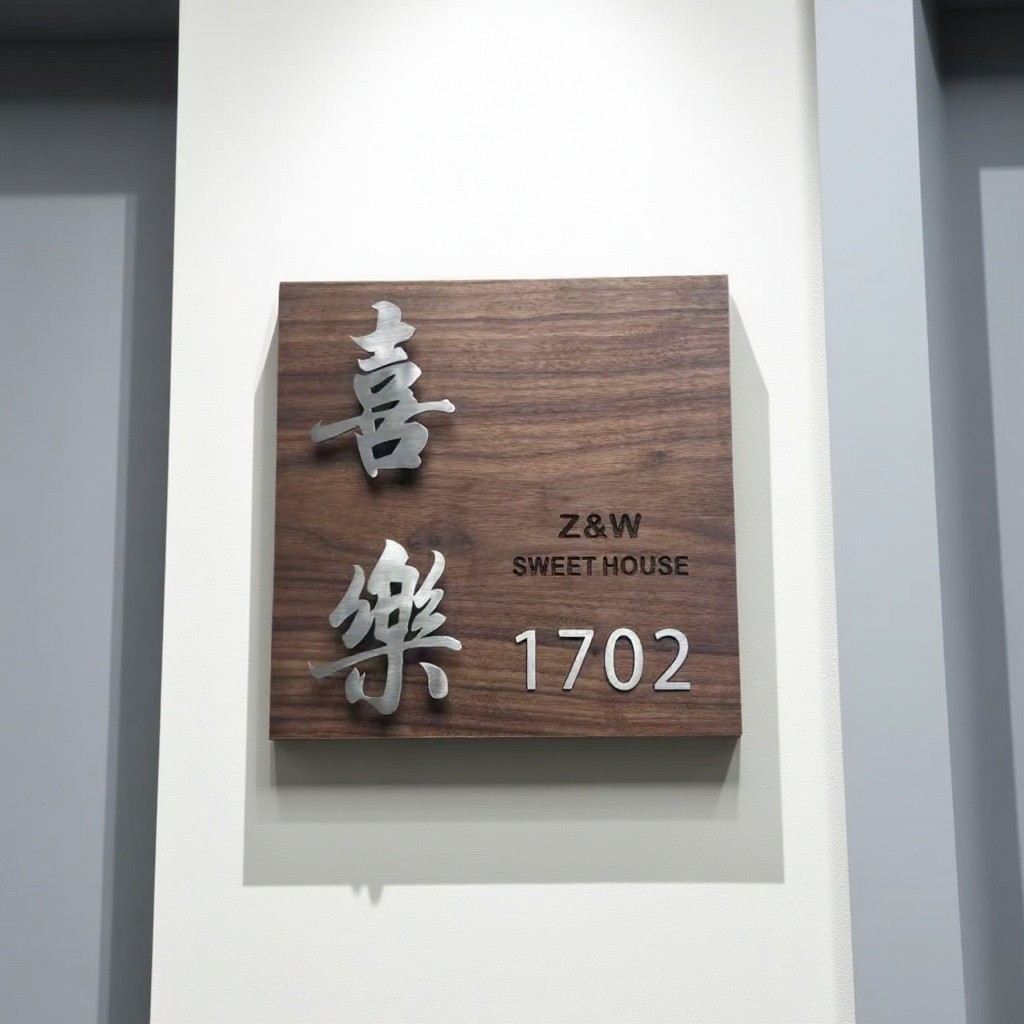 复古不锈钢日式悬浮字定制民宿包厢公寓入户家用金属招牌商铺门牌