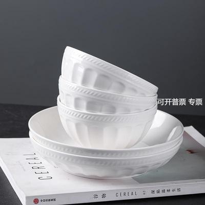 陶瓷餐具 碗盘 釉下彩  可进微波炉 洗碗机 混合白 轻奢简约 家用
