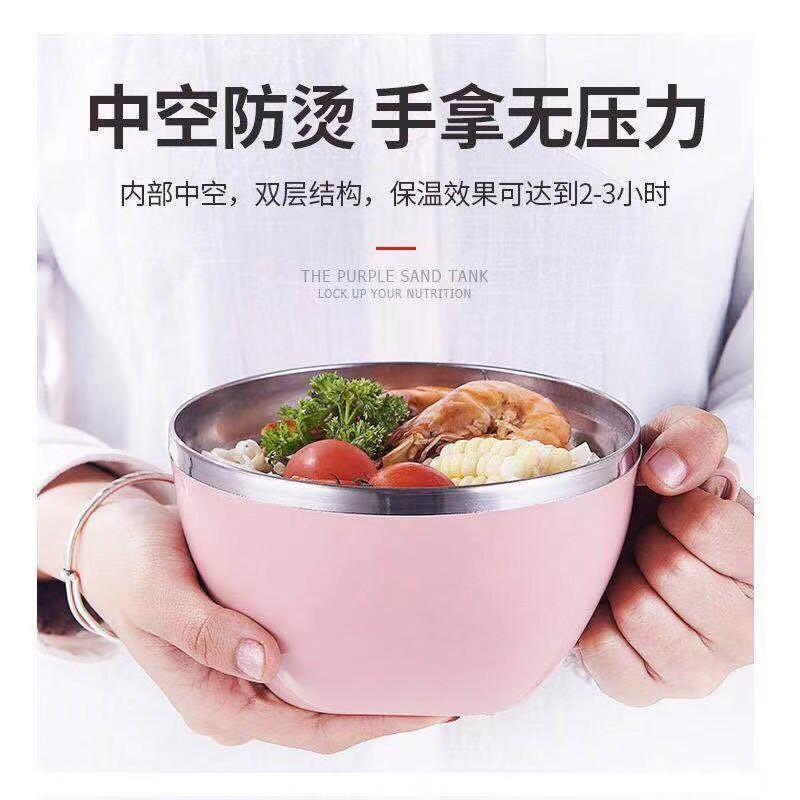 韩日式不锈钢泡面碗带盖学生宿舍方便面碗大号大容量饭盒