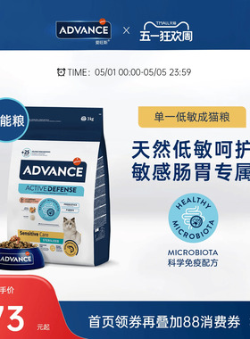 ADVANCE爱旺斯进口猫粮绝育单一肉源低敏猫粮敏感肠胃护理临期