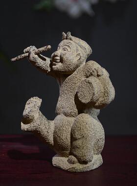 新中式兵马俑软装摆件古典茶室禅意玄关书柜博古架仿古击鼓说唱俑