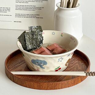 穆尼 可爱涂鸦泡面 面碗饭碗大碗水果碗陶瓷甜品沙拉碗螺蛳粉碗汤