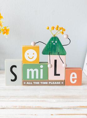 阿楹 展示书架玄关卧室微笑摆件创意工位电视柜艺术开放格小装饰