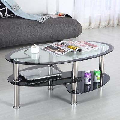 10MM厚创意椭圆形茶几小户型钢化玻璃家用客厅沙发简约现代茶几