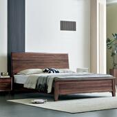 全实木床简约现代1.8米主卧双人床1.5南美黑胡桃木原木新中式 年轻