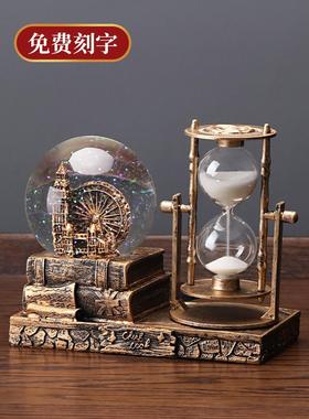 复古装饰品家居摩天轮水晶球沙漏工艺品艺术客厅酒柜巴黎铁塔摆件