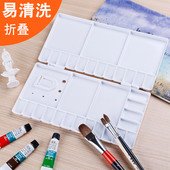 水彩调色盒三折硬盖保湿 水粉颜 便携学生用大容量颜料盒翻盖折叠式
