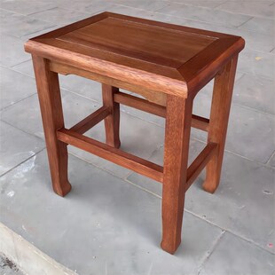 高脚凳子全实木原木无漆木蜡油中式 家用矮凳快餐方凳工厂 榫卯整装