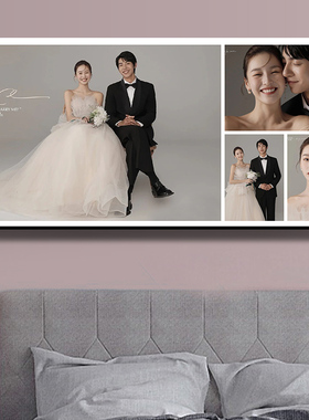 婚纱照挂墙相框定制水晶相片放大做成宫格床头洗结婚照片打印加框