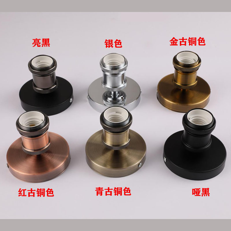 仿古DIY工业吸顶灯座 E27螺口陶瓷灯头酒吧工程明装灯泡灯具配件图片