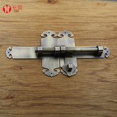 仿古木门纯铜门栓花园门锁扣复古户外锁插 插销中式 中式 门闩明装