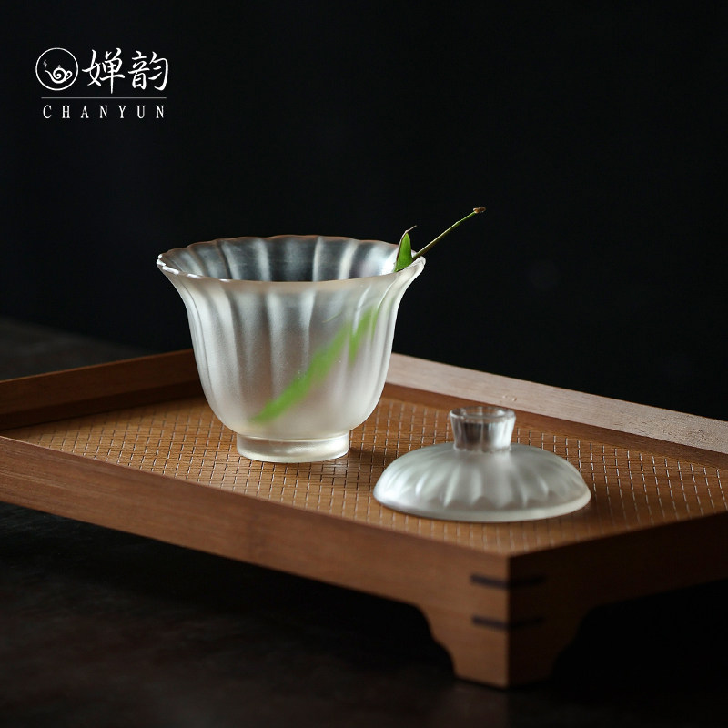 婵韵斋居心缘堂琉璃透明盖碗闲梦江南透色盖碗景德镇茶具小田月月