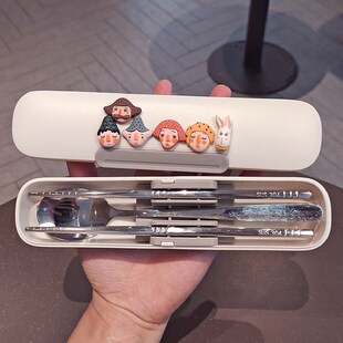 儿童筷子勺子套装304不锈钢上班族外带便携式餐具收纳盒一人用