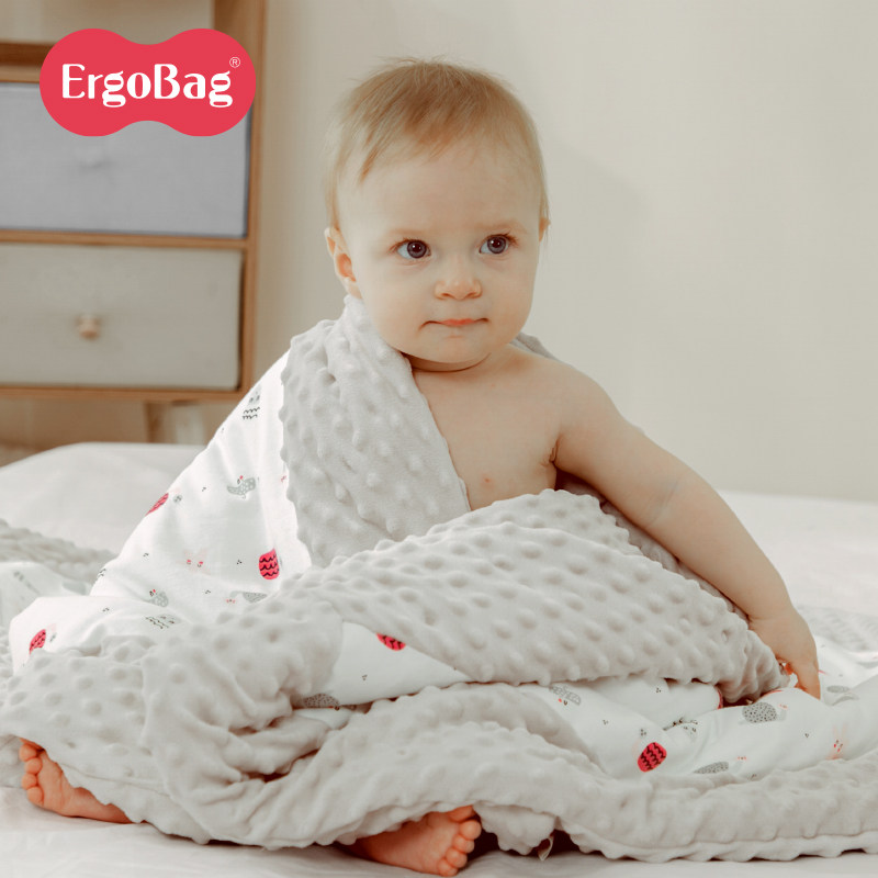 ergobag宝宝安抚豆豆毯婴儿双面盖毯幼儿园春秋冬外出小被子