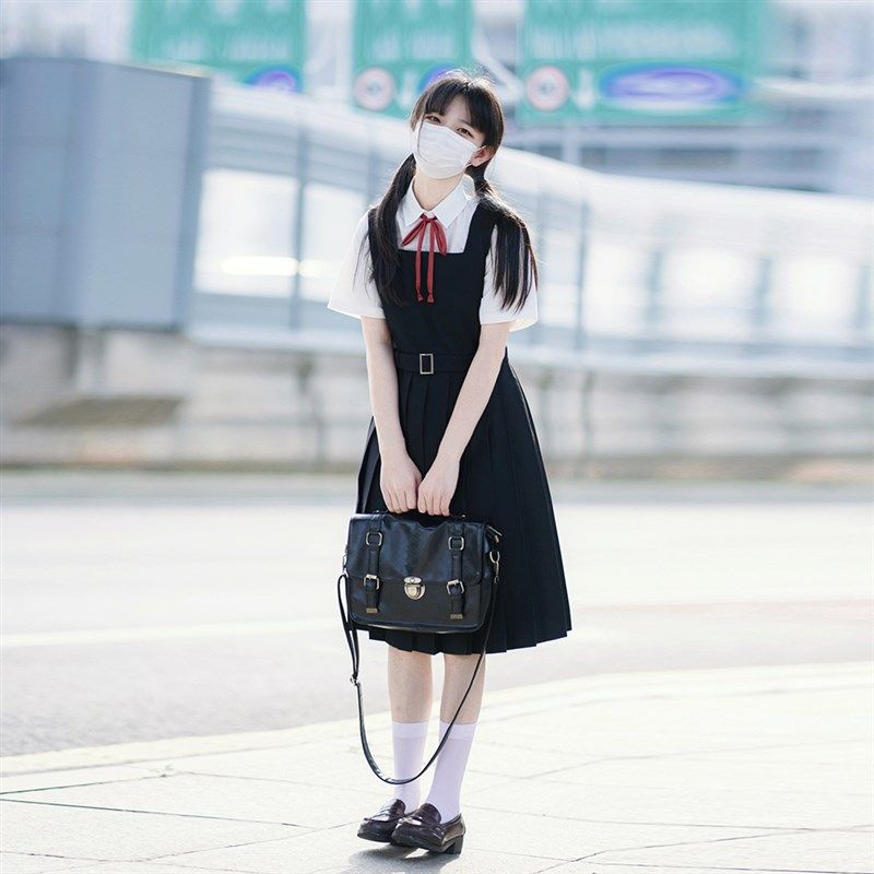 樱花家族jk制服【背心裙】百褶裙基础款绀色校供感连衣裙女秋冬