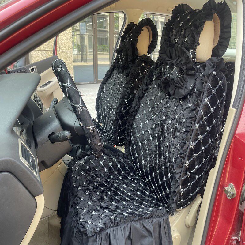 订做女神花边四季全包汽车座垫女士丝绒贴布绣花通用汽车座套坐垫