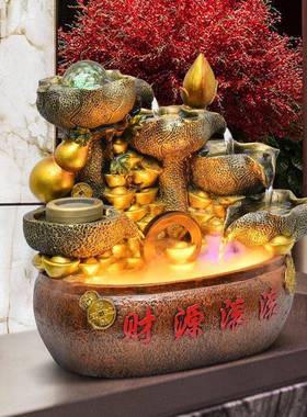 风水轮开业礼品聚宝盆新店店铺公司招财礼物吧台流水循环客厅摆件