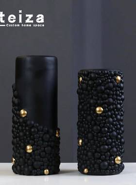 现代简约树脂几何花器样板间售楼处客厅书房花瓶摆件装饰品