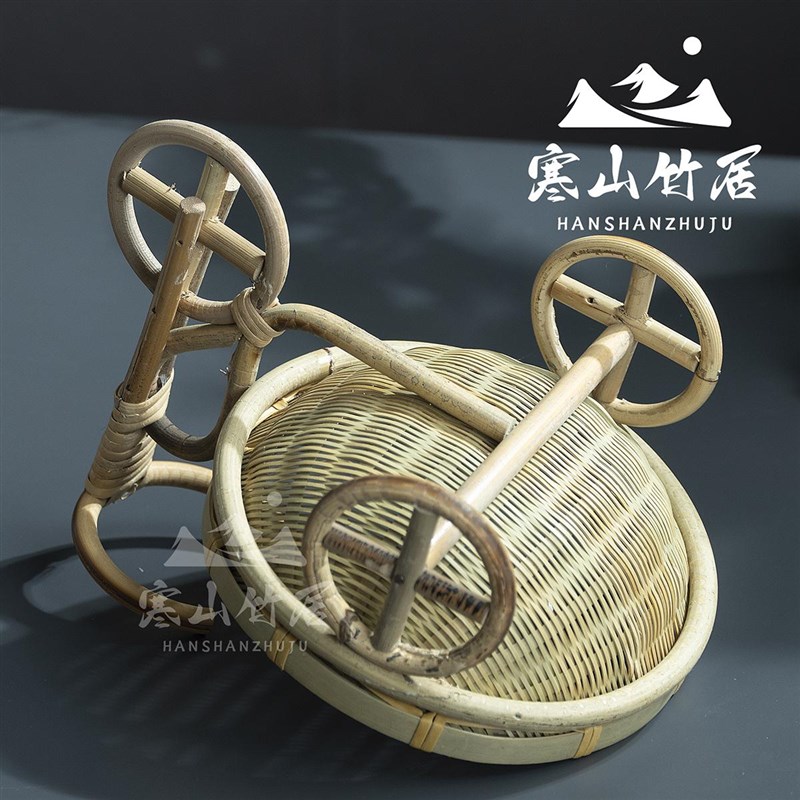 邱师傅竹木LZ009自行车三轮车竹篮竹编藤编创意小摆件竹制零食盒