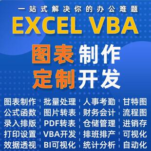 Excel表格制作VBA代做宏编程序定制作图表设计函数据PowerBI代做