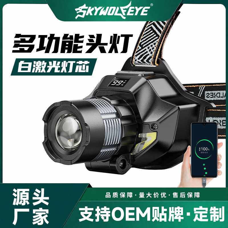 新款超长续航野外强光超亮头灯 钓鱼专用LED高流明感应头戴灯
