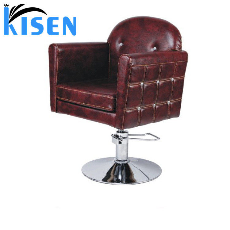 网红同款美发店可升降理发椅子发廊专用棕色拉扣金边剪发椅美发椅