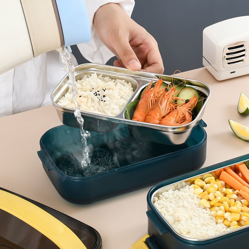 304不锈钢饭盒上班族饭盒微波加热保温两层三层餐盒带盖密封分隔