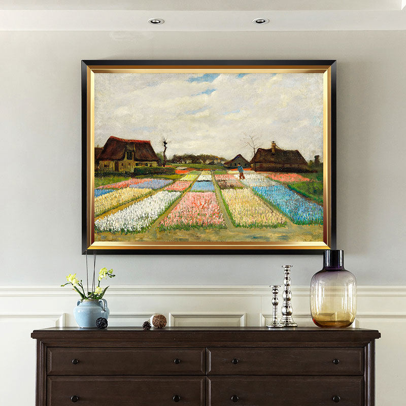 梵高装饰画美式饭厅餐厅挂画玄关壁画丰收麦田客厅背景墙卧室油画