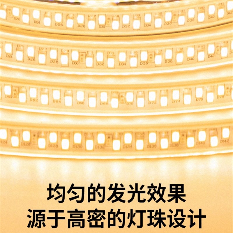 灯带led灯带条超亮100米户外防水室外220V家用客厅吊顶三色变光