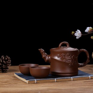 紫砂壶手工泡茶壶大容量高梅竹壶过滤朱泥壶单壶家用功夫茶具套装