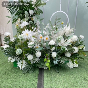 婚庆森系地排花真绢花绿植装 新款 饰尤加利花排T台路引婚礼花艺