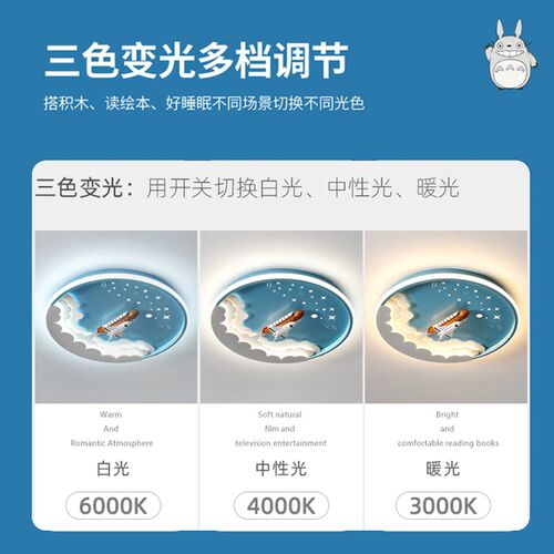 儿童房led卧室灯高级感男孩女孩创意卡通动物可爱兔智能中山灯具