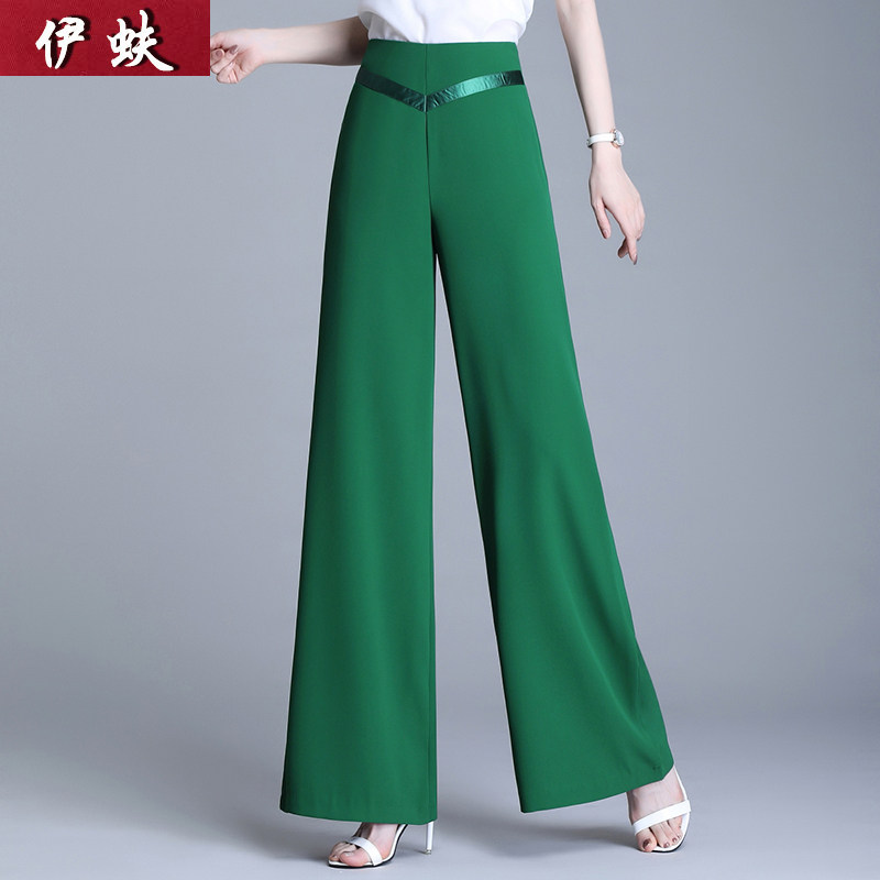 阔腿裤春秋款女南韩丝隐形后拉链高腰舞蹈裤雪纺休闲宽松直筒女裤