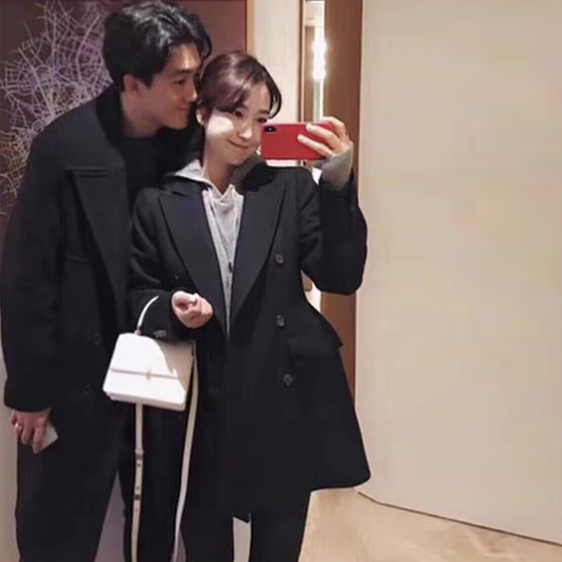毛呢西装外套女秋新款加厚沙漏型高级感修身时尚羊毛毛呢子大衣女