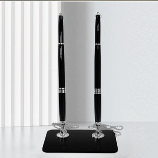 商务高档金属粘桌笔带线签约仪式笔防盗前台写字笔桌面固定签字笔