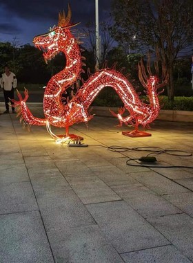 铁艺镂空龙雕塑公园商场门中庭大型抽象饰挂件直销