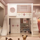 儿童床上床下桌床一体女孩床互打扰上下床架上层