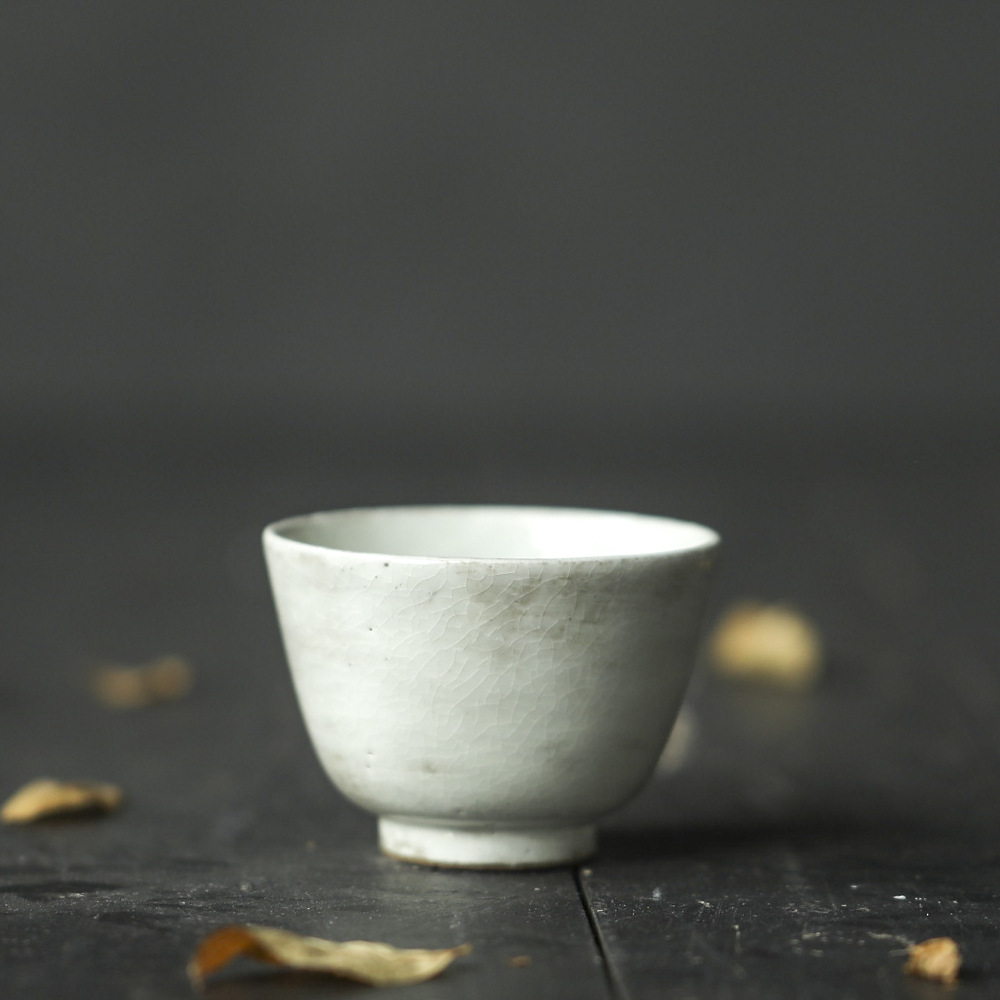 柴烧哑光白谌峰柴烧 粉引志野杯 手作之器 灵巧趁手 素简质朴手刷