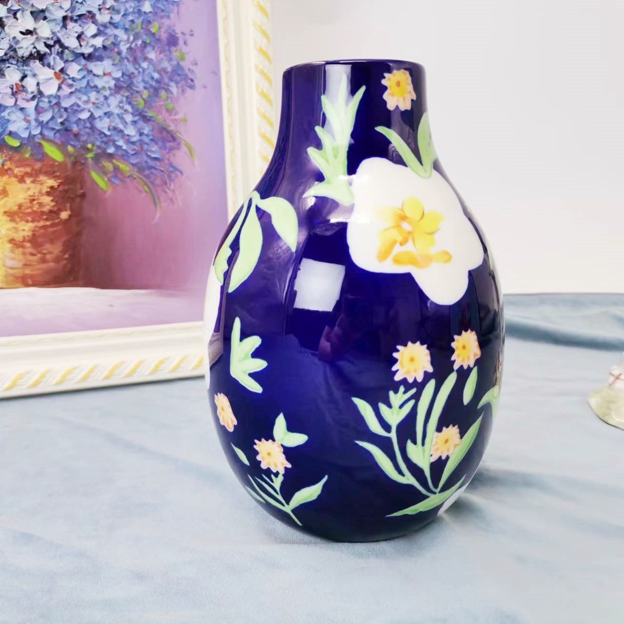 新款北欧创意手工彩绘陶瓷插花器花瓶客厅书房酒店样板房桌面摆件,模玩/动漫/周边/娃圈三坑/桌游,文化/体育周边,淘宝优惠券,粉丝福利购,淘宝优惠卷