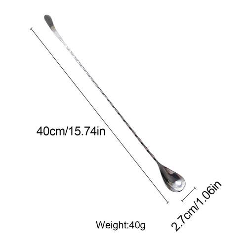 KLP不锈钢翘尾吧勺酒吧工具调酒日式细螺纹鸡尾酒搅拌勺打酒棒