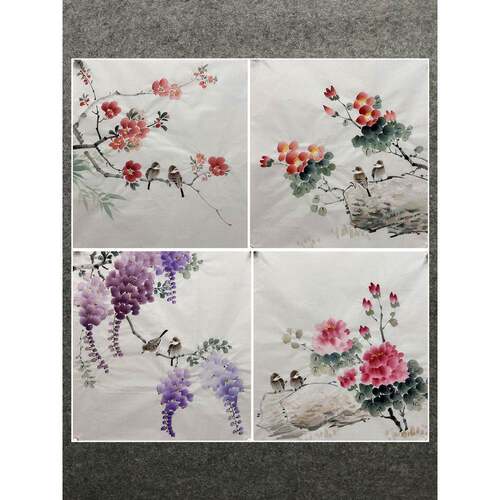 50X50厘米装饰国画玄关字画纯手绘三尺斗方花鸟画精品宣纸画芯02